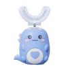 360 Kids Ultrasonic Toothbrush for Ages 2-12, Waterproof U-Shaped Electric Dinosaur Toothbrush (Blue (7-12))