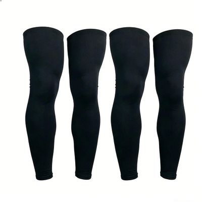 2 Pairs Full Leg Compression Sleeve Thigh High Compression Stockings Socks Leg Sleeve for Running Basketball Sport Cycling Reduce Varicose Veins and Swelling Black XL