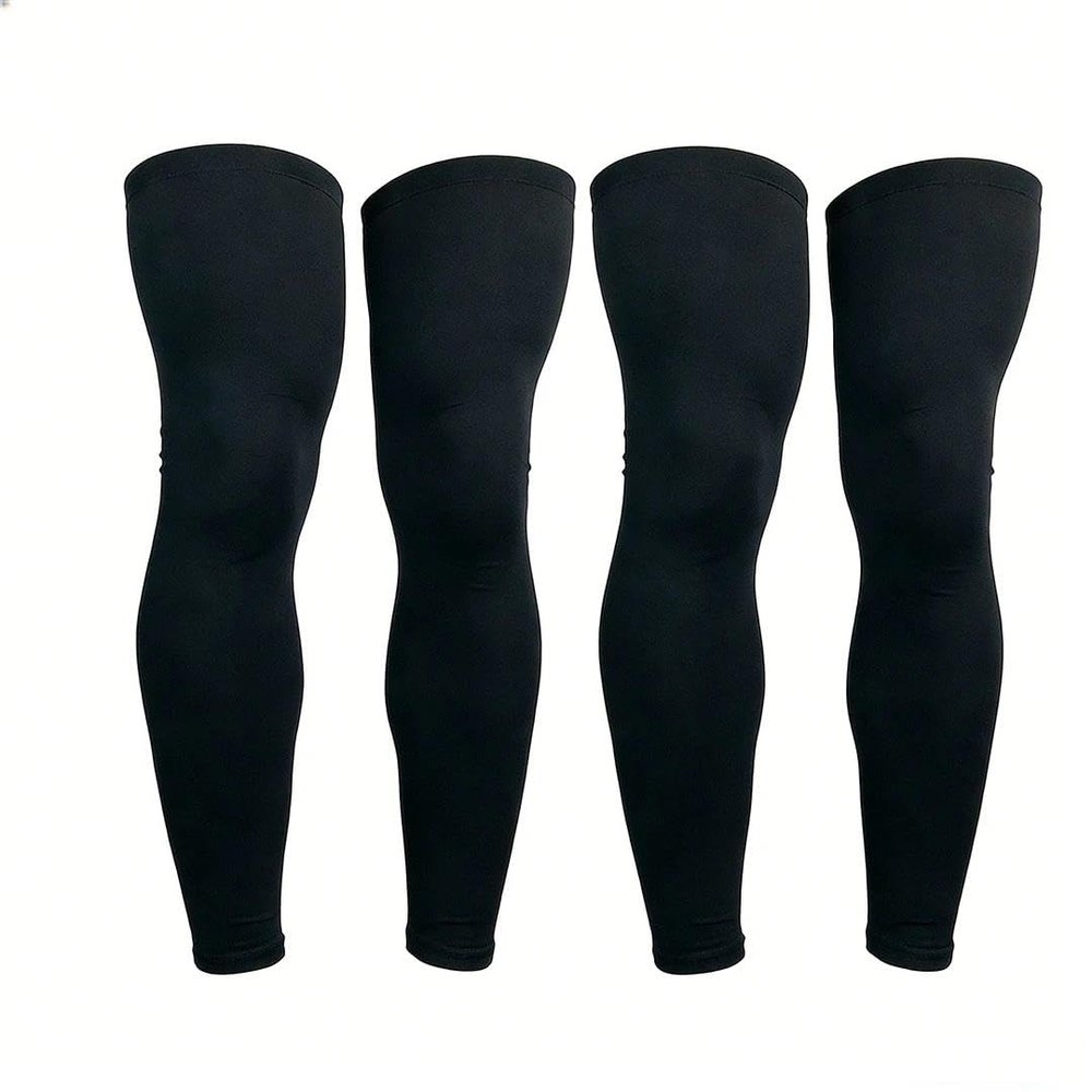 2 Pairs Full Leg Compression Sleeve Thigh High Compression Stockings Socks Leg Sleeve for Running Basketball Sport Cycling Reduce Varicose Veins and Swelling Black XL