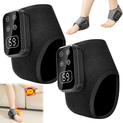 2Pcs Rechargeable Foot Warmer & Massager with Heating - Shiatsu Kneading for Tired Feet, Portable Wireless Design with Adjustable Heat Settings 3-Speed & 5-Temperature (Black)