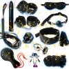 12 Piece Adjustable Nylon Bedroom Training Set, Sleep Eye Mask, Feather Stick, For Role-Playing - D2Black view 1