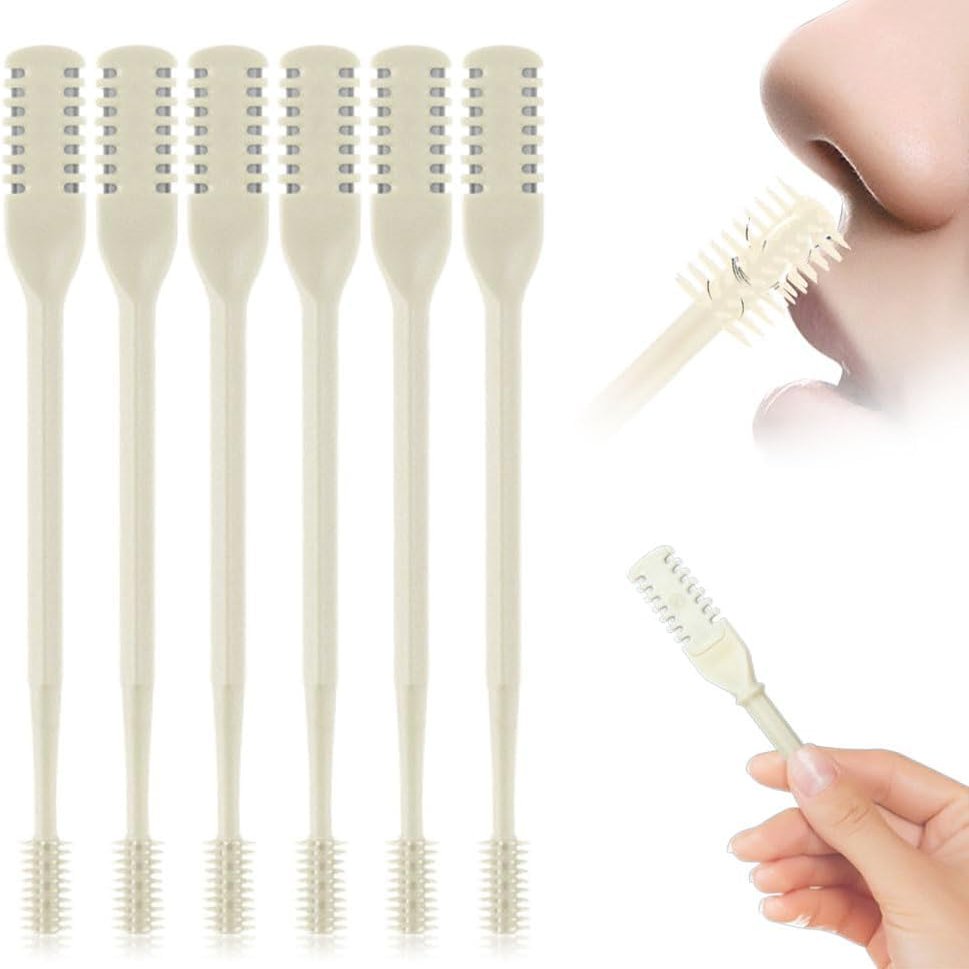 Teamoda Nasal Hair Cutter Travel Essentials, Nose Hair Trimmer for Women Men, 2026 Portable 360 Rotating Manual Nose Hair Remover, Double Sided Noses Hairs Knife (Beige, 6Pcs)