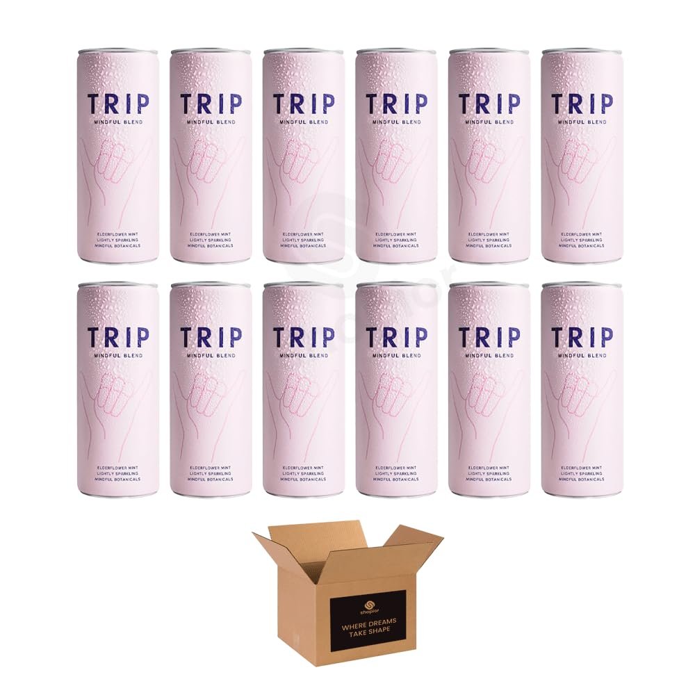 Calming Drink | 120mg Magnesium with Lions Mane, Chamomile Lemon Balm | Low Calorie, 0 Sugar, Relaxation & Stress Relief (Trip, Mindfull Blend - Elder Flower Mint 12Pack)