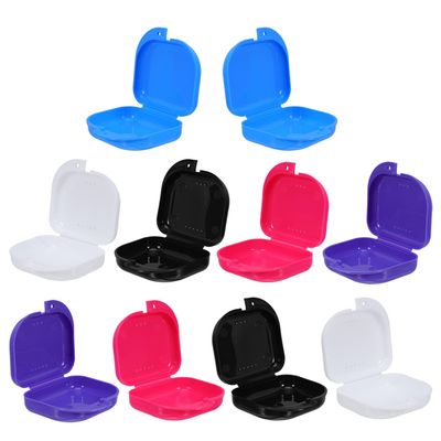 BAZEITFLOW 10pcs Denture Container with Lid Portable Pp Retainer Storage Box Compact Square Design Travel Dental Appliance Holder on The Go Use