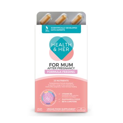 Health & Her for Mum After Pregnancy Formula-Feeding Supplement - Postnatal Vitamins for Women - Contains Vitamin B6, Vitamin D, Shatavari & COQ10-1 Month Supply - 60 Capsules - Vegan & Gluten Free
