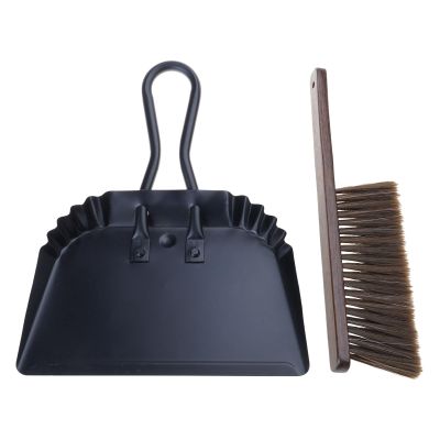 17 Inch Metal Large Handheld Dustpan and Hand Broom Brush Set for Sweeping Small Items in Indoor and Outdoor Space Pet Hair Sweeper