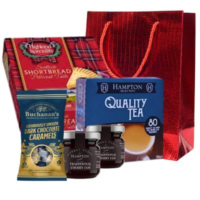 Tea Hamper - Tea Gift Set | Market Place Time for Tea, Dark chocolate Fruit Jam, Black tea, Shortbread Biscuits | Hampton Gift for her, Mother's Day gifts for nan's Treats (hamper gifts)