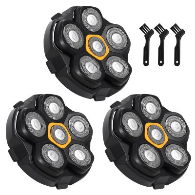3 Pack Magnetic 6D Head Shaver Replacement Heads, 6 Blades Replacement Heads for Bald Head, Men's Shaver Replacement Head for JoyKoi Solimpia DOAO Singphere AEXIRI Head Shaver