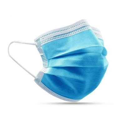 MobiBax 3-Ply Disposable Face Masks, Blue, Protective Face Coverings with Elastic Ear Loops, Unisex [50 Masks]