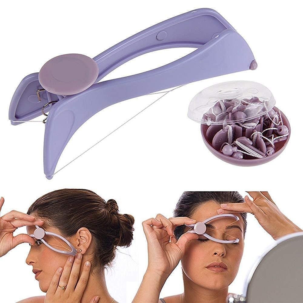 BZOBN Eyebrow Face and Body Hair Threading and Removal System, Purple, Manual Epilator with Threading Tool