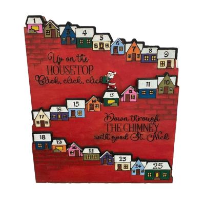 Gissroys Christmas Advent Calendar 2023 Wood Santa Countdown Calendars to Home Desk Decor Christmas for Kid