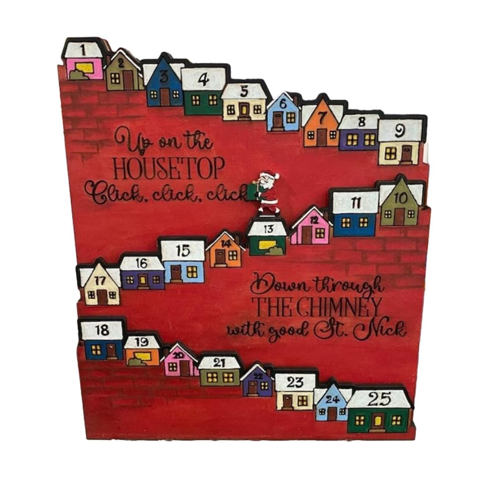 Gissroys Christmas Advent Calendar 2023 Wood Santa Countdown Calendars to Home Desk Decor Christmas for Kid