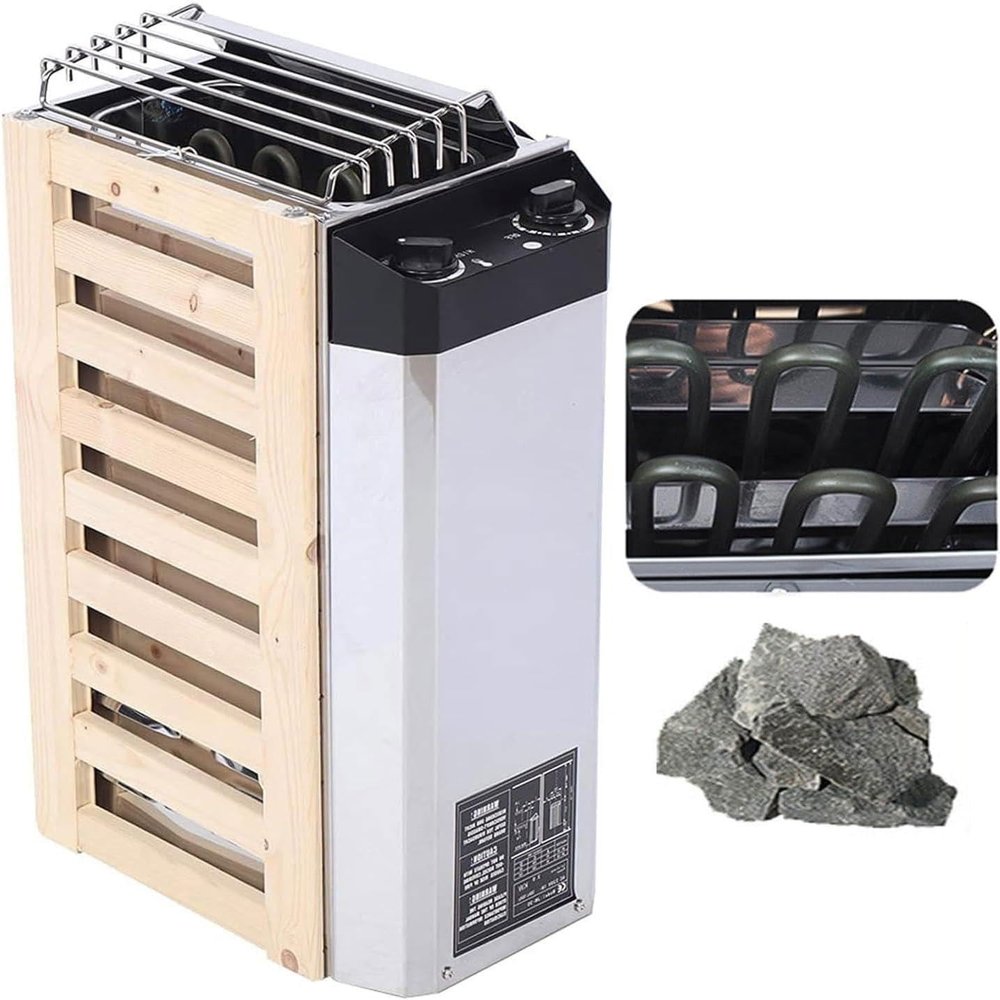 Electric Sauna Heater 3KW/3.6KW Stainless Steel Internal Control Suitable for 2-4m Spaces with Timer 0-180 Minutes for Family Hotel Spa Shower