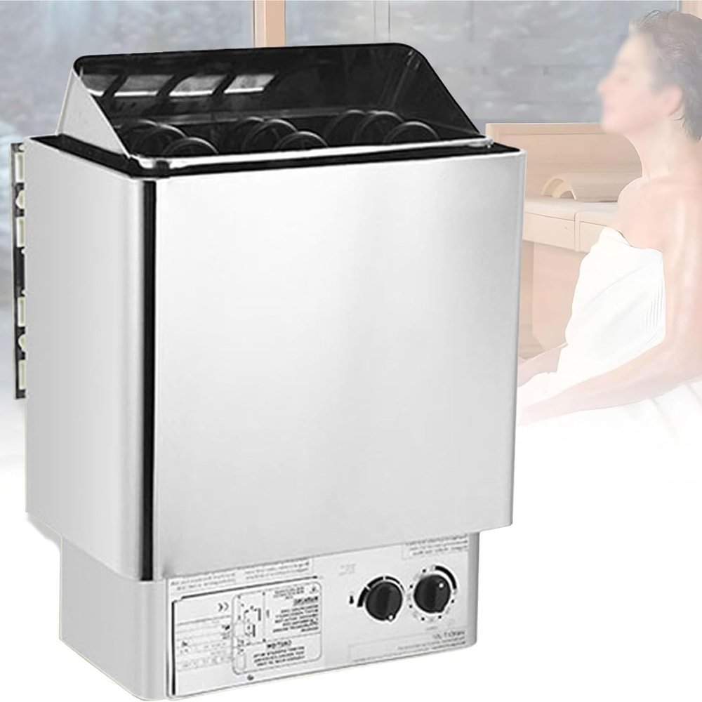 Electric Sauna Heater, Stainless Steel Sauna Stove with Internal Controller, Timer 0-180 Min, Temperature 0-100 for 2-13m Room