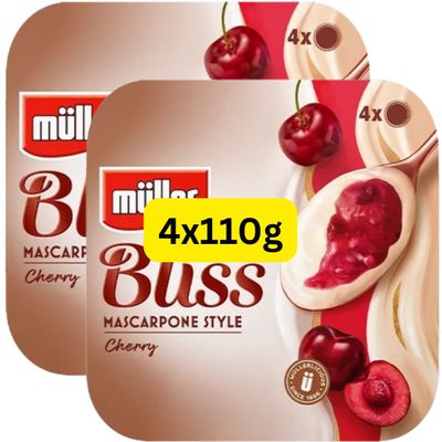 Mascarpone Style Cherry Yogurts Mullers Bliss 110g (8x110g)