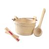ALCXAZS 4L Capacity Bathing Barrel Wooden Bucket with Ladle and Timed Hourglass Essential Accessories Bathing Barrel with Ladle Spoon is Made of Wood 4L Sauna Bucket and Set Handmade Bathroom