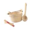 ALCXAZS 4L Capacity Bathing Barrel Wooden Bucket with Ladle and Timed Hourglass Essential Accessories Bathing Barrel with Ladle Spoon is Made of Wood 4L Sauna Bucket and Set Handmade Bathroom view 3