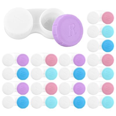 ASelected 20 Pack Contact Lens Cases, Contact Lenses Case with Left/Right Caps, Leak-Proof Contact Lenses Holder Box for Home Travel Outdoor, Colorful