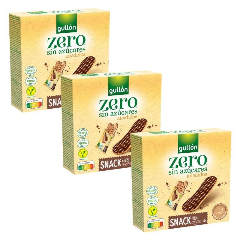 Gullon Sugar Free Dark chocolate Cereal Bar with Sweetener | Pack of 3 x 150g (Pack of 3)