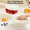 2-in-1 Draining and Preservation Basket : Simplify Washing & Storing, Multi-Functional Fruit and Vegetable Washing Bowl, Fruit Washer with Strainer, Lid, and Handle (Beige-M) view 2