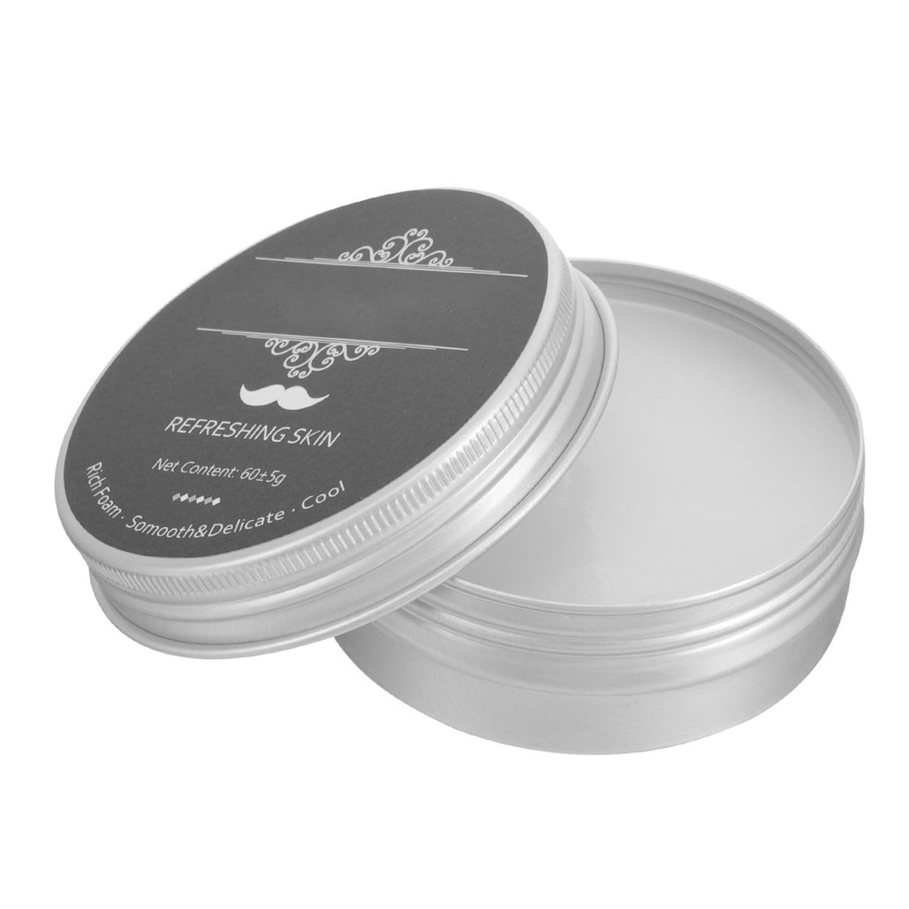 VALICLUD Portable Peppermint Shaving Soap for Men, Practical Cleansing Shaving Cream with Essential Oil for Beard, for Travel Use and Smooth Wet Shave