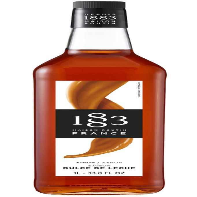 1883 Maison Routin Premium Dulce de Leche Syrup Caramelised Milk Flavour for Coffee, Hot Chocolate, Cocktails & Desserts Vegan-Friendly, No Preservatives 1L Glass Bottle