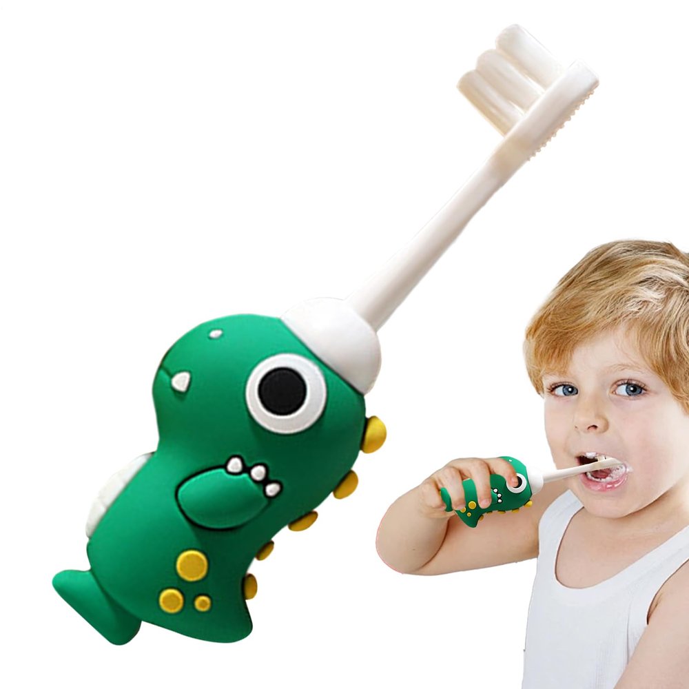 Soft Toothbrush PBT, 12.4x1.2cm Training Toothbrush Gentle Bristles | Anti-Slip Dinosaur Kids Brush, Fun Care Tool for, Preschoolers, Daily Brushing, Early Hygiene Habits