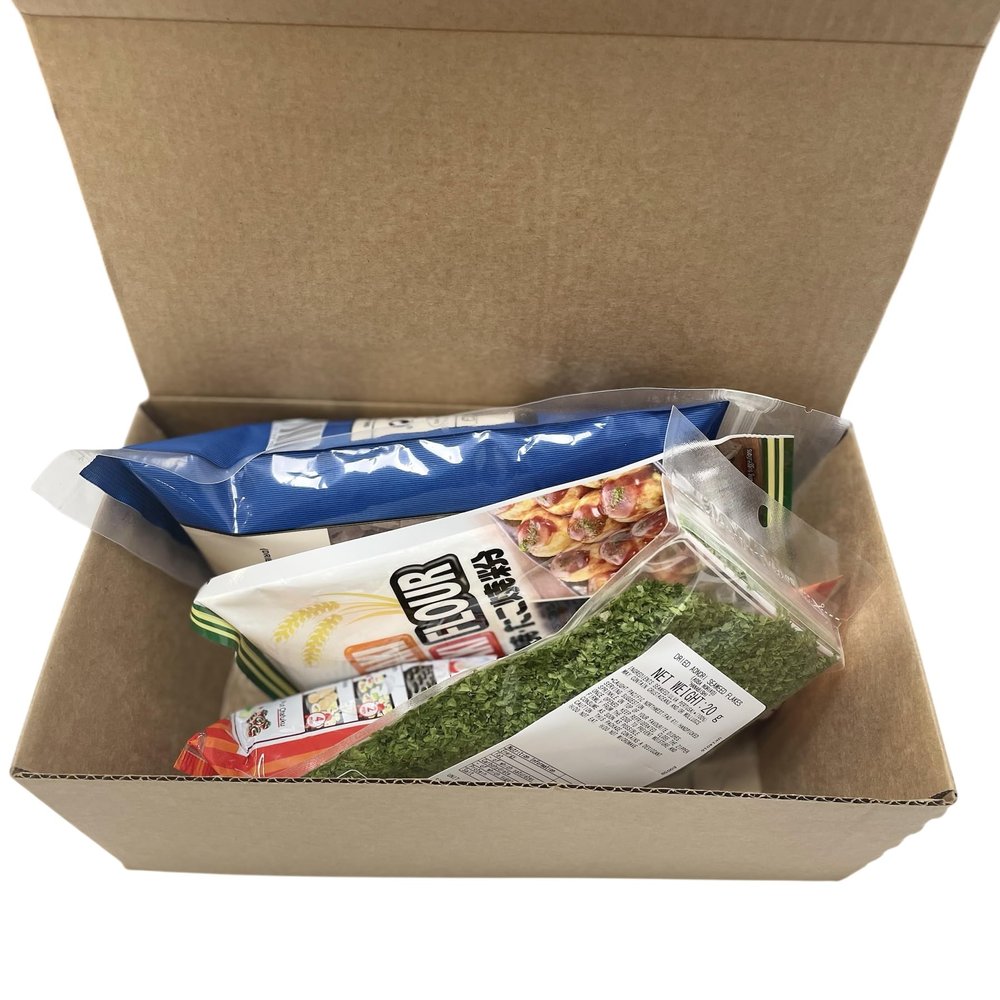 Japanese Takoyaki & Okonomiyaki Cooking Kit Batter Mix, Bonito Flakes, Aonori Seaweed & Savoury Sauce (4 items)
