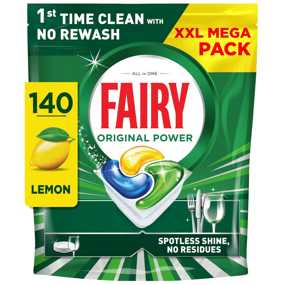 Fairy Original Power Dishwasher Tablets Lemon, 140 Capsules