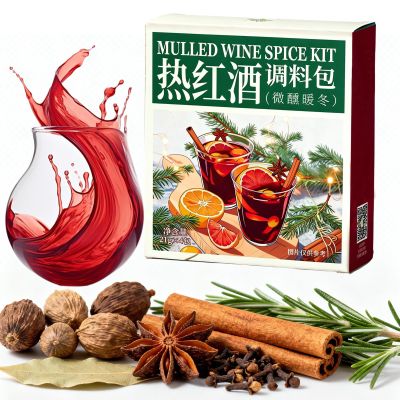 4 Packs Mulled Wine Spice Kit with Cinnamon, Cloves, and Star Anise, for Apple Cider, Mulled Wine, Glhwein, Hot Toddy Holiday Drink