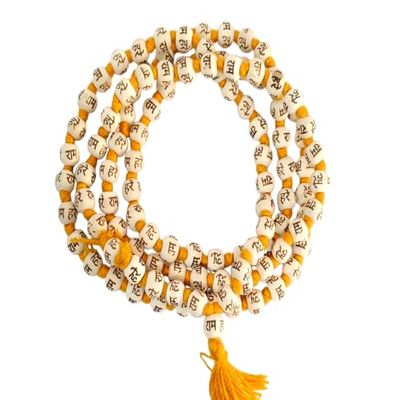 ADHAATA Natural Holy Basil Wood Tulsi Mala 108+1 Ram Naam Inscribed Beads Handcrafted Knotting for Japa, Meditation, Yoga & Hare Krishna Chanting