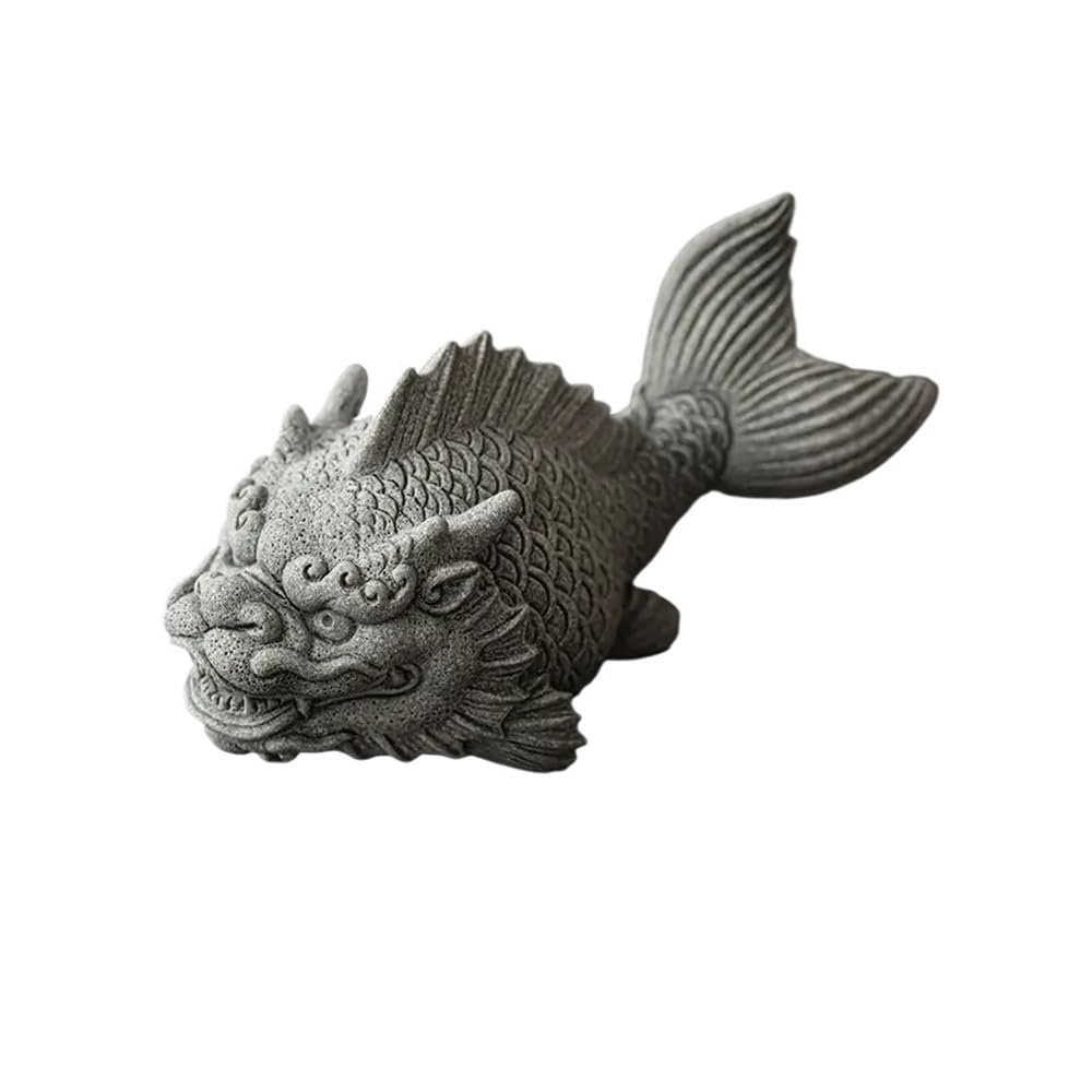 MIOHAO Blue Sand Stone Fish Dragon Decoration Gift Simple Living Room Household Creative Landscape Table Decoration Dragon Fish(Transparent)