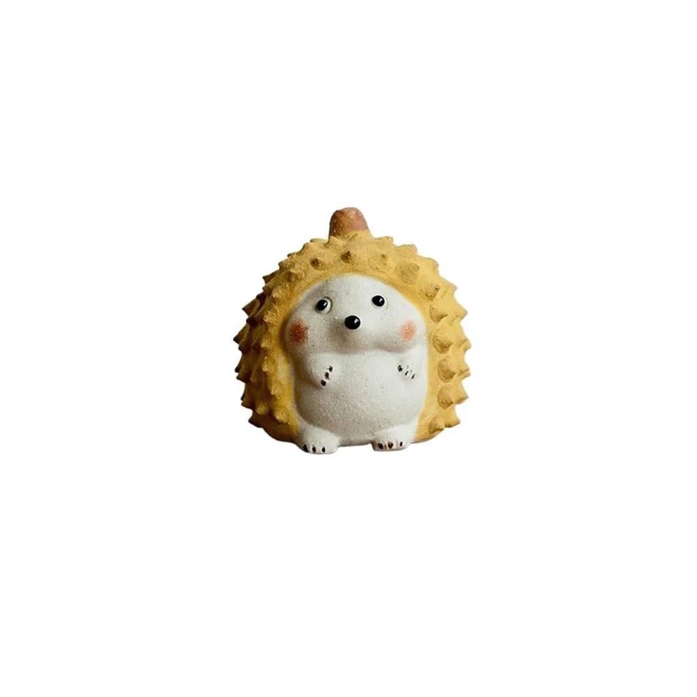 MIOHAO Tea Pet Durian Little Hedgehog Figurine Desktop Ornaments Handmade Sculpture Crafts Tea Set Decoration Gift(4.8X4.8X4.8CM)