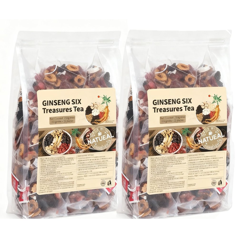 Ginseng & Mulberry Herbal Tea,Ginseng Six Treasure Tea,7 Precious Ingredients Formula,Kidney Care TeaBags for Women and Men (2 Bags)