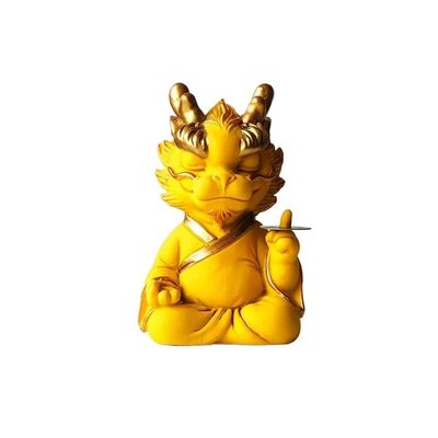 MIOHAO Green Sandstone Auspicious Dragon Tea Pet Zen Ceramic Lucky Decoration Luxury Tea Figurine Chinese Teaware Set(B 6.2X5.3X10CM)