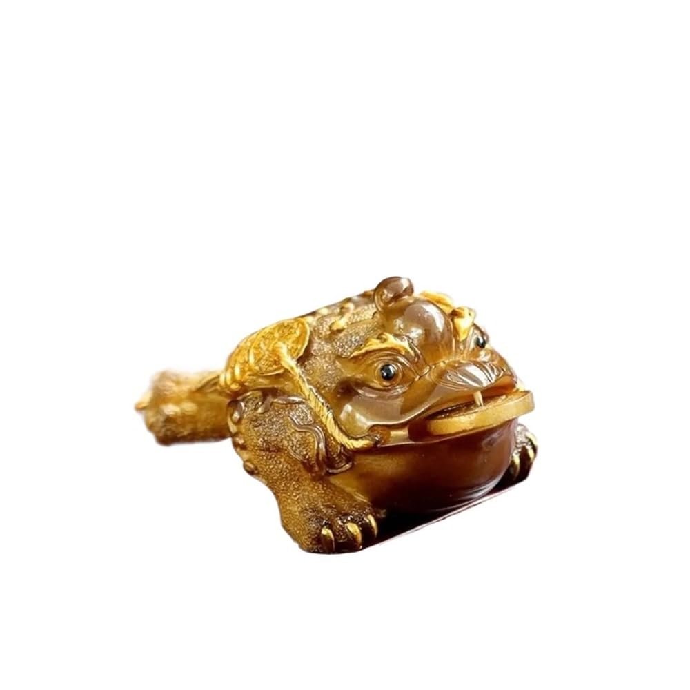 MIOHAO Gold Golden Toad Tea Pet Cute Red Resin Lucky Water Tea Pet Green Tea Tray Color Changing Tea Pet Tea Pet Ornaments(Gold)