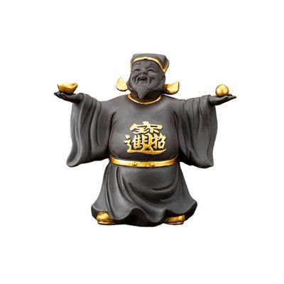MIOHAO God of Wealth Purple Sand Tea Pet Decoration Boutique Can Raise Zhaofai High-end Tea Table Decoration(Purple clay)
