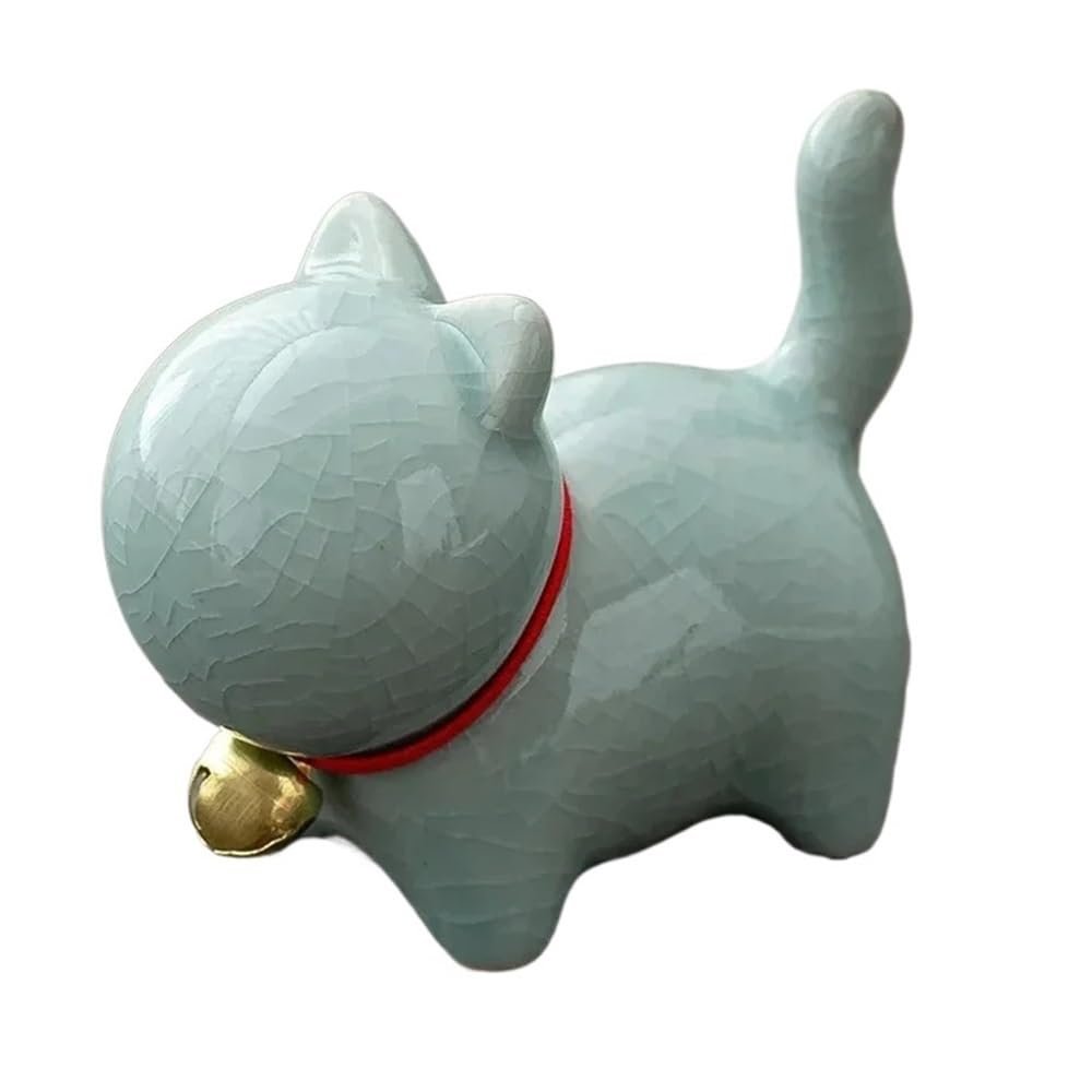 MIOHAO Tea Pet Ceramics Ornaments Gold Painted Boutique Tea Table Accessories Kitten Creative Ceramics Cute Kitten(06)