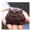 MIOHAO Handmade Yixing Purple Clay Tea Pet - Lucky Dragon Toad, Iron-Red Sand, Wealth Attracting, Authentic Teaware(Squirting Frog A) view 4