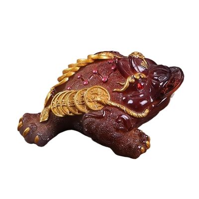 MIOHAO Toad Tea Pet Color Changing Resin Ornament Wealth Attraction Kung Fu Tea Pet Home Office Desk Decor Tea(Red)