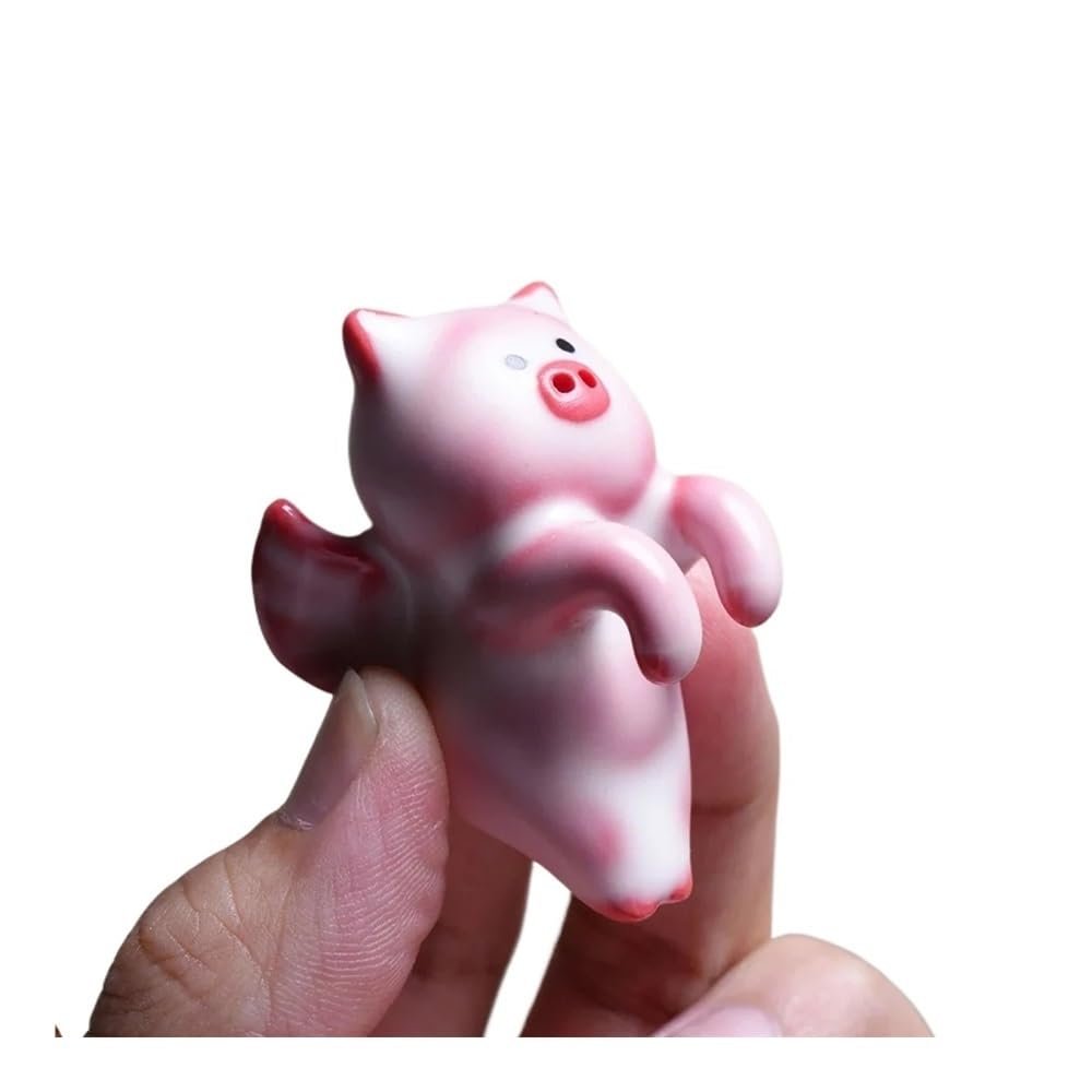 Pet Little Pig Spit Bubbles Under Bottom Funny Teacup Cartoon Ceramic Tea Cup Procelain Incense Water Cups(Khaki)