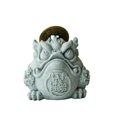 MIOHAO Green Sandstone Lucky Toad Tea Pet Three Legged Golden Toad Tea Pet Aesthetic Tea Figurine Home Landscape(A 9X9.5X7CM)
