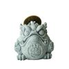 MIOHAO Green Sandstone Lucky Toad Tea Pet Three Legged Golden Toad Tea Pet Aesthetic Tea Figurine Home Landscape(A 9X9.5X7CM) view 1