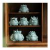 MIOHAO Green Sandstone Lucky Toad Tea Pet Three Legged Golden Toad Tea Pet Aesthetic Tea Figurine Home Landscape(A 9X9.5X7CM) view 2