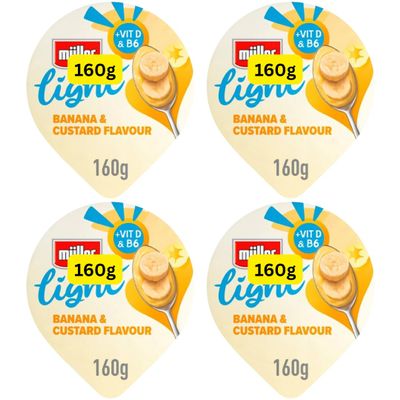 Light Fat Free Yogurt Banana and custard 160g Mullers (4x160g)