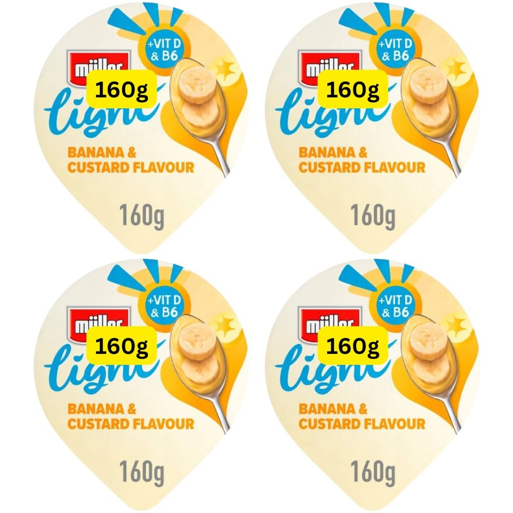 Light Fat Free Yogurt Banana and custard 160g Mullers (4x160g)