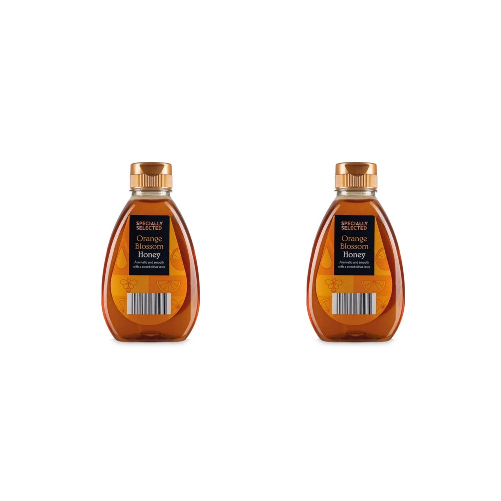 Bizzal Specially Selected Orange Blossom Honey, Aromatic and Smooth with Sweet Citrus Taste, Squeezy Bottle, 340g, Pack of 2