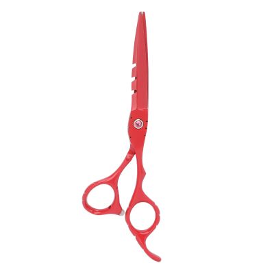 6 Inch Stainless Steel Beard Trimming Scissors, Barber Scissors for Hair Cutting, Professional Mustache Scissors with Comfortable Handle, Adjustable Tension for Home Salon and Pers (Red)