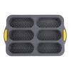 Vilgftyiet 4-Cavity Silicone Hot Dog Bun Pan, 37.5x24.5x3.2cm Non-Stick Baking Tray for Rolls, Muffins, Cupcakes and Brownies (Gray) view 1