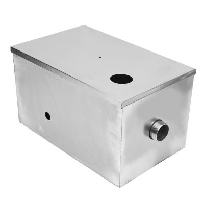KIMISS Commercial Stainless Steel Grease Trap 400x250x230mm, 3-Level Filtration Grease Interceptor for Kitchen Waste Oil Separation